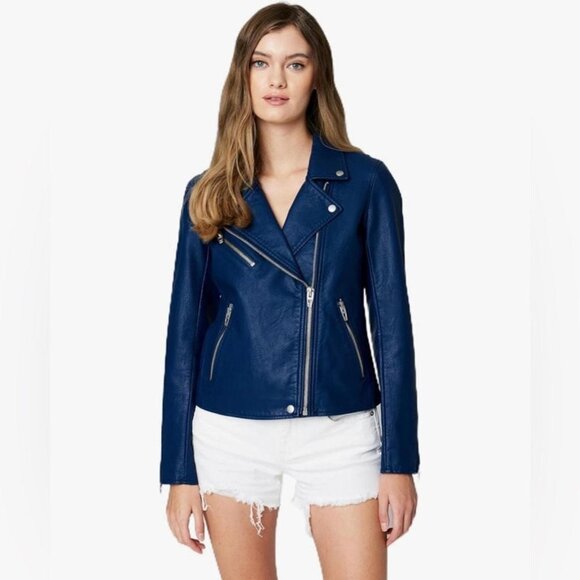 Anthropologie x Blank NYC Saige Faux-Leather Moto Jacket in Navy - Picture 7 of 8